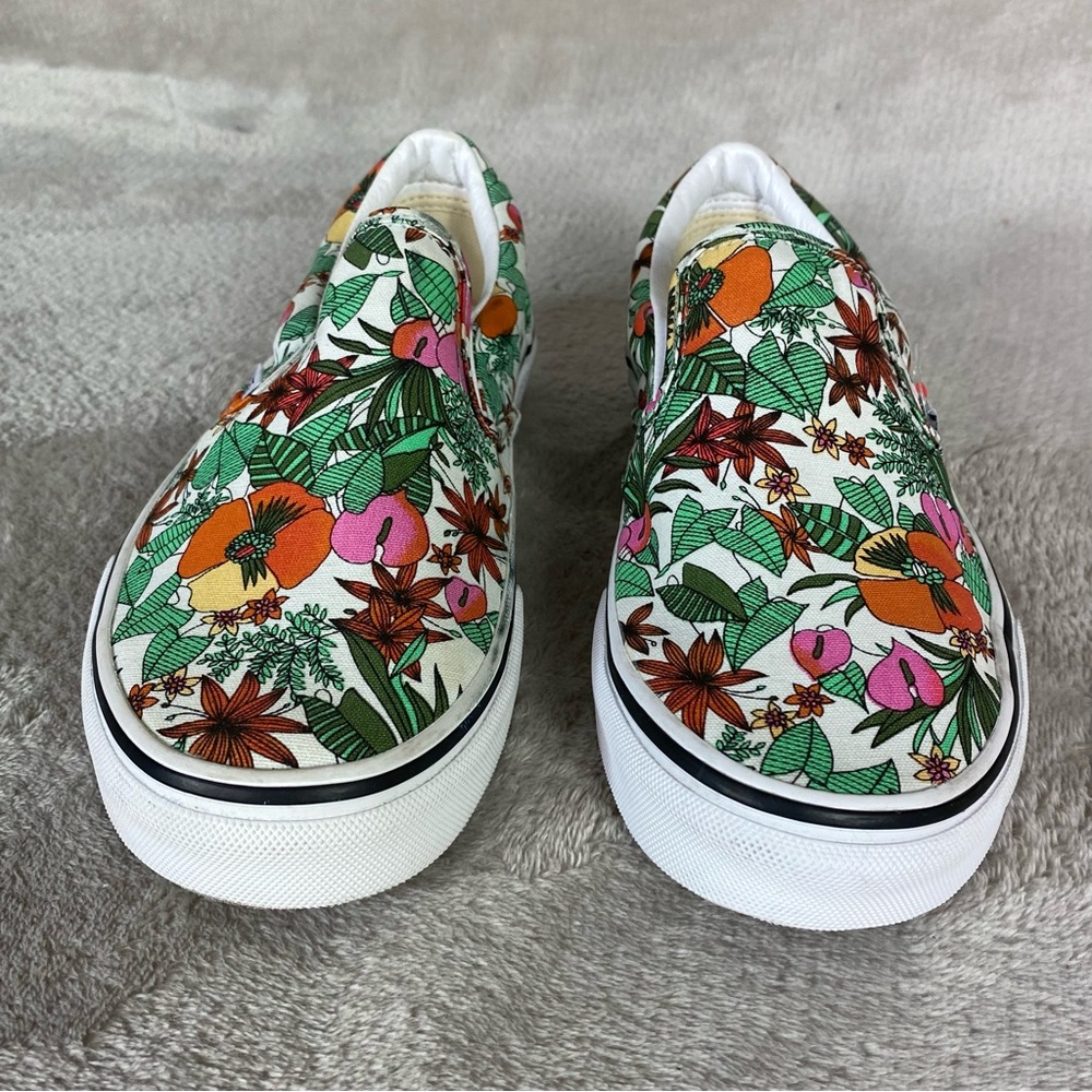 Vans Classic Slip-On Shoes Mens Size 6.5 Womens 8 Floral Canvas Skate Casual NEW - Picture 5 of 10